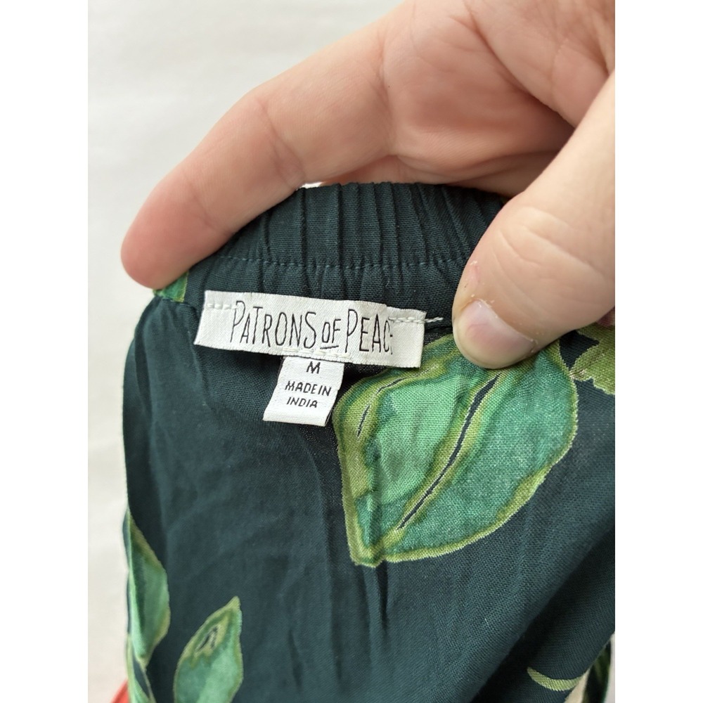 Patrons Of Peace Green Tropical Floral Pull On Maxi Skirt Sz M Side Slit Resort - Picture 3 of 8